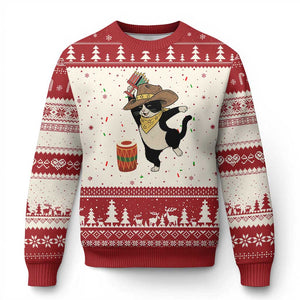 Funny Kwanzaa Cowcat Dance Ugly Christmas Sweater Festival Of Lights African Heritage Gift - Print Your Wear