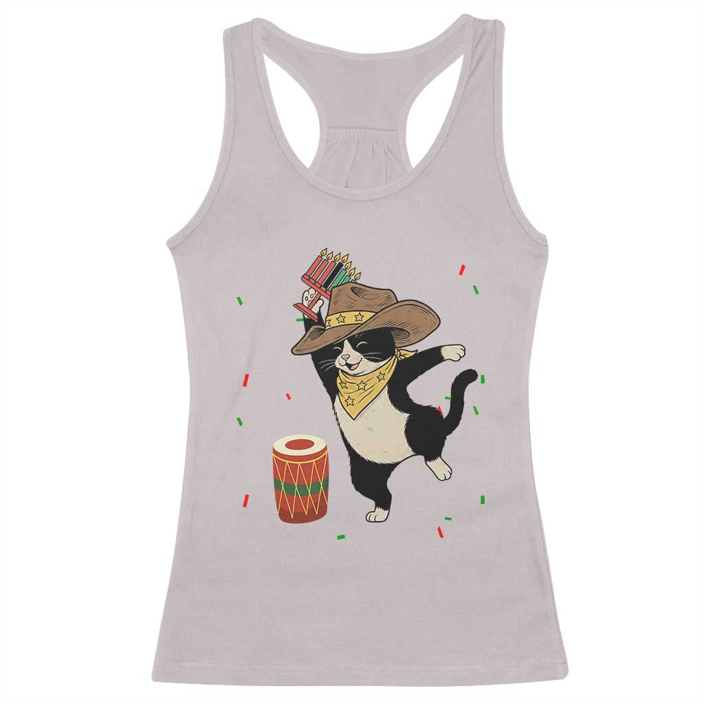 Funny Kwanzaa Cowcat Dance Racerback Tank Top Festival Of Lights African Heritage Gift - Print Your Wear