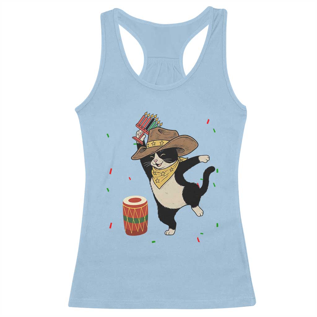 Funny Kwanzaa Cowcat Dance Racerback Tank Top Festival Of Lights African Heritage Gift TS12 Light Blue Print Your Wear