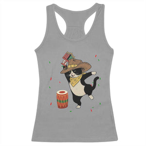 Funny Kwanzaa Cowcat Dance Racerback Tank Top Festival Of Lights African Heritage Gift TS12 Sport Gray Print Your Wear