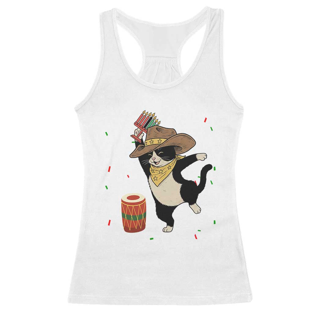 Funny Kwanzaa Cowcat Dance Racerback Tank Top Festival Of Lights African Heritage Gift - Print Your Wear