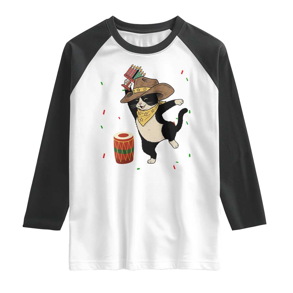 Funny Kwanzaa Cowcat Dance Raglan Shirt Festival Of Lights African Heritage Gift - Print Your Wear