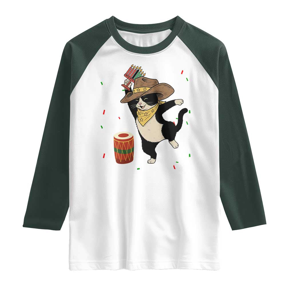 Funny Kwanzaa Cowcat Dance Raglan Shirt Festival Of Lights African Heritage Gift - Print Your Wear