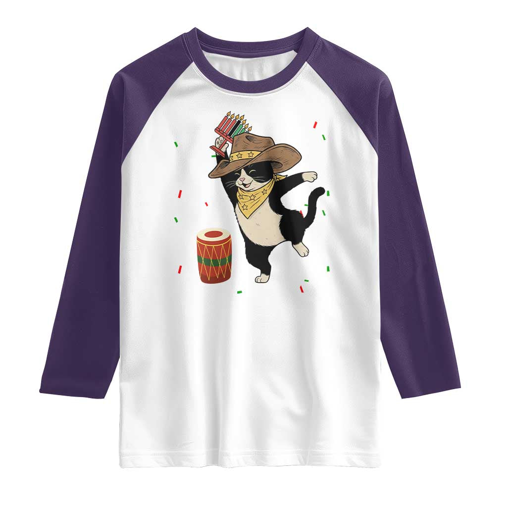 Funny Kwanzaa Cowcat Dance Raglan Shirt Festival Of Lights African Heritage Gift - Print Your Wear
