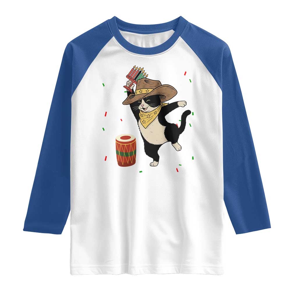Funny Kwanzaa Cowcat Dance Raglan Shirt Festival Of Lights African Heritage Gift - Print Your Wear