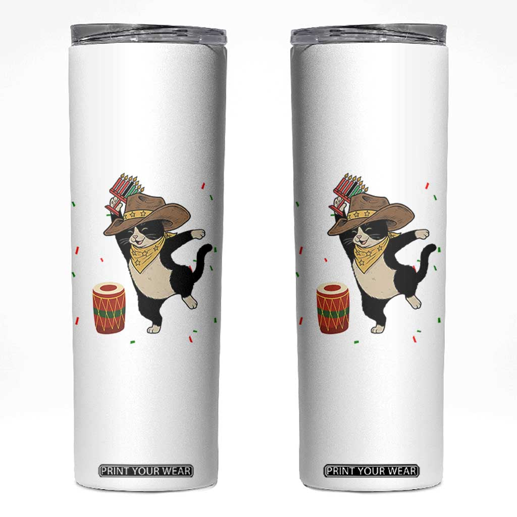 Funny Kwanzaa Cowcat Dance Skinny Tumbler Festival Of Lights African Heritage Gift - Print Your Wear
