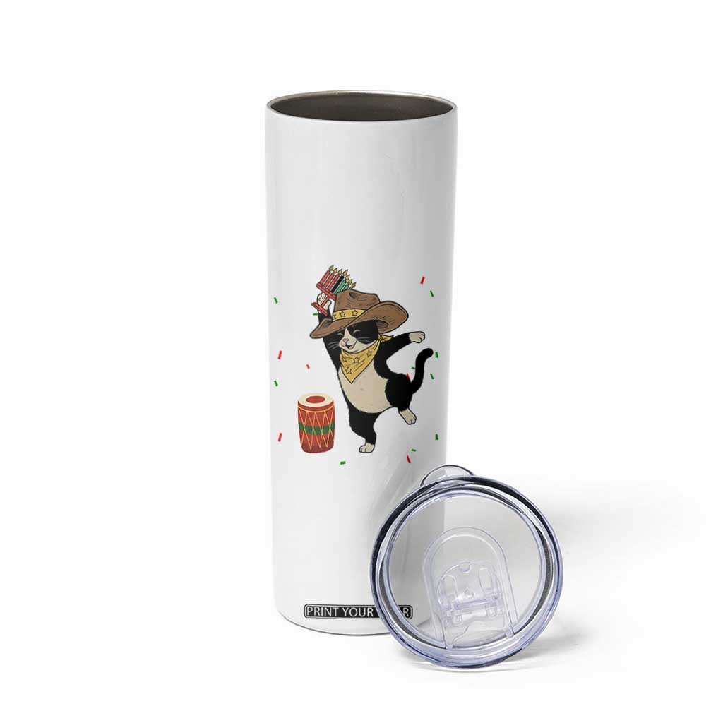 Funny Kwanzaa Cowcat Dance Skinny Tumbler Festival Of Lights African Heritage Gift - Print Your Wear