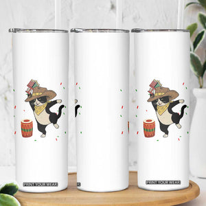Funny Kwanzaa Cowcat Dance Skinny Tumbler Festival Of Lights African Heritage Gift - Print Your Wear