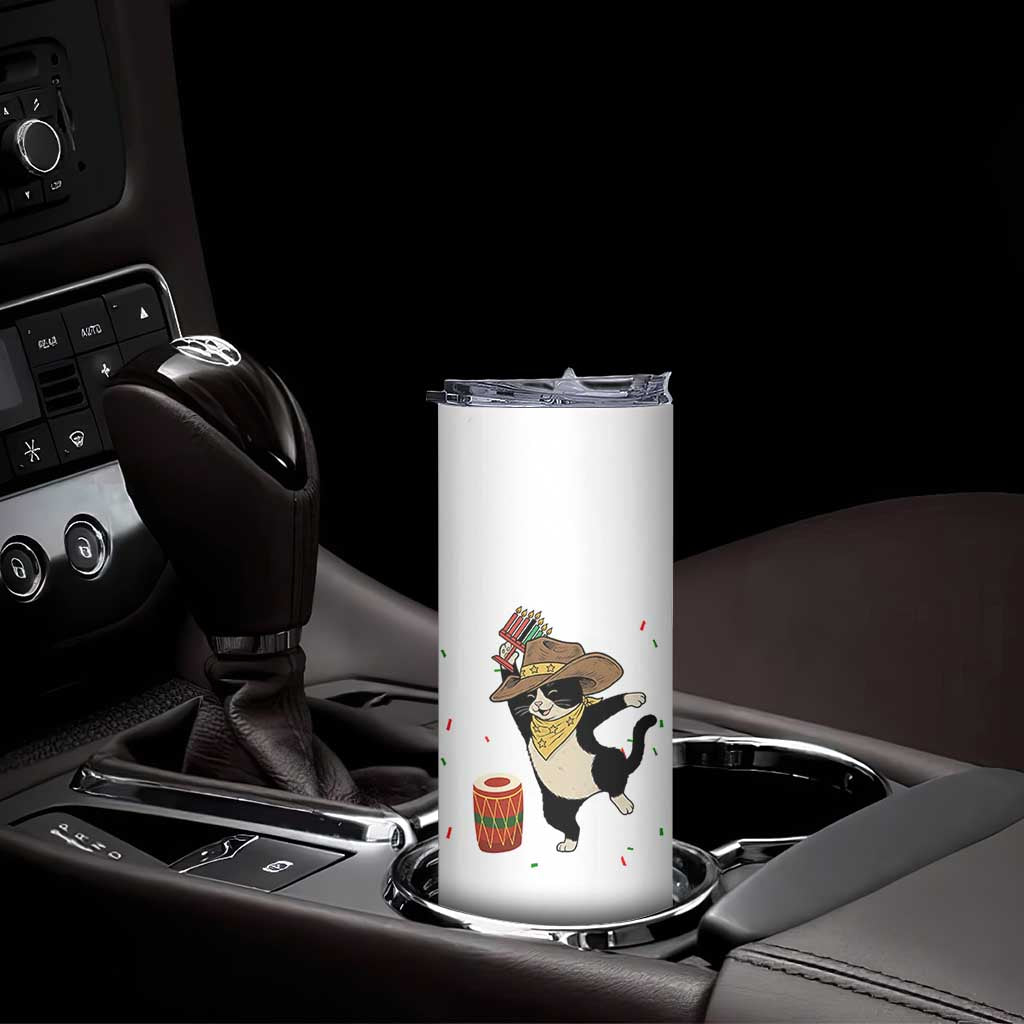 Funny Kwanzaa Cowcat Dance Skinny Tumbler Festival Of Lights African Heritage Gift - Print Your Wear