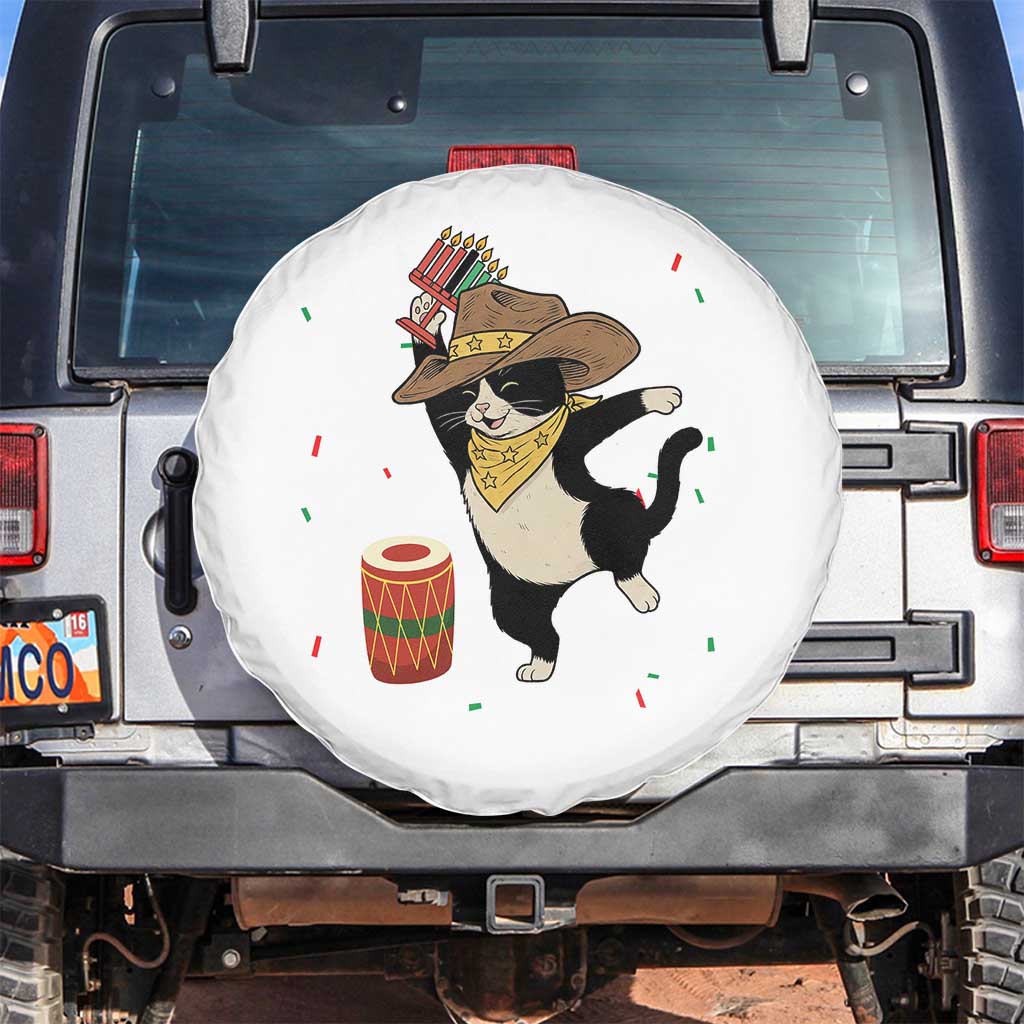 Funny Kwanzaa Cowcat Dance Spare Tire Cover Festival Of Lights African Heritage Gift TS12 No hole White Print Your Wear