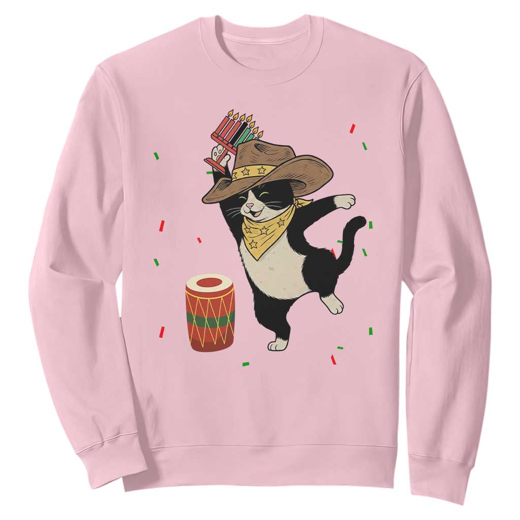 Funny Kwanzaa Cowcat Dance Sweatshirt Festival Of Lights African Heritage Gift TS12 Light Pink Print Your Wear