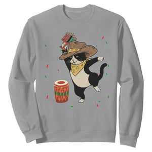 Funny Kwanzaa Cowcat Dance Sweatshirt Festival Of Lights African Heritage Gift TS12 Sport Gray Print Your Wear