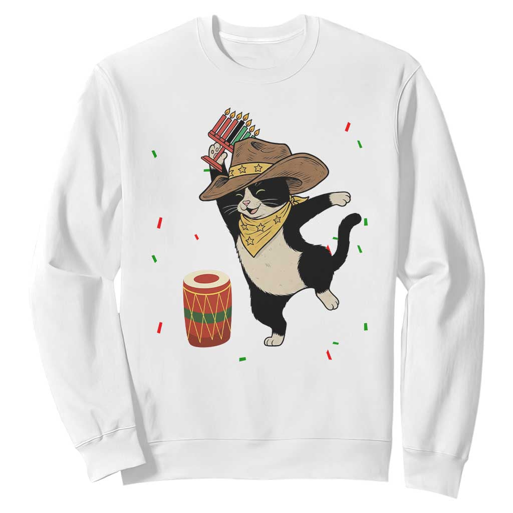 Funny Kwanzaa Cowcat Dance Sweatshirt Festival Of Lights African Heritage Gift TS12 White Print Your Wear