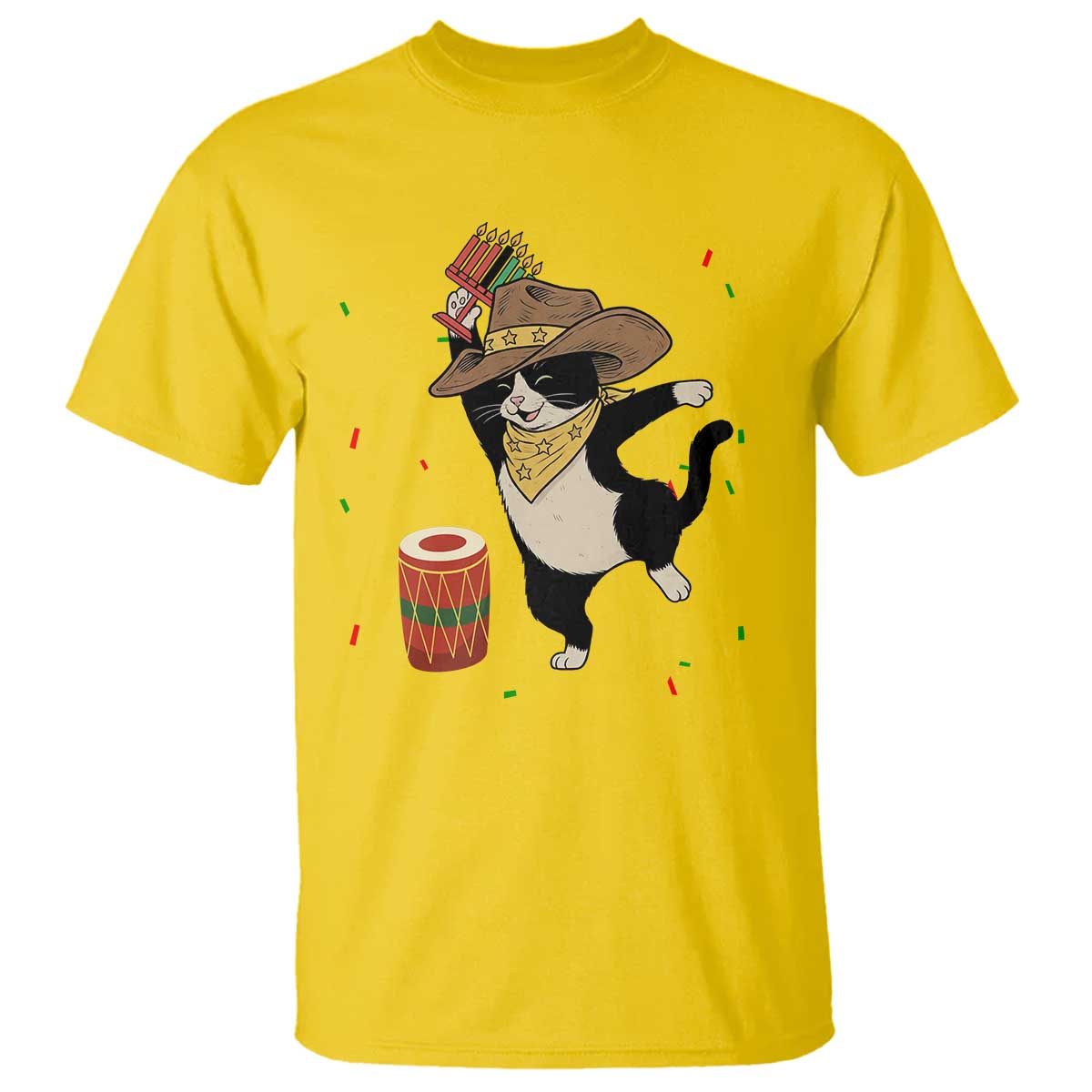 Funny Kwanzaa Cowcat Dance T Shirt Festival Of Lights African Heritage Gift - Print Your Wear
