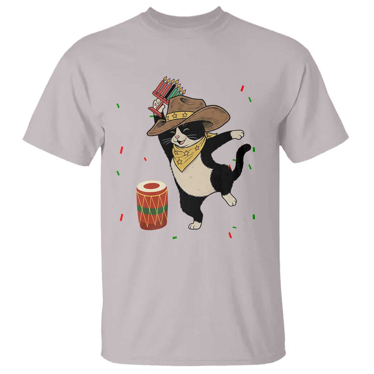 Funny Kwanzaa Cowcat Dance T Shirt Festival Of Lights African Heritage Gift TS12 Ice Gray Print Your Wear