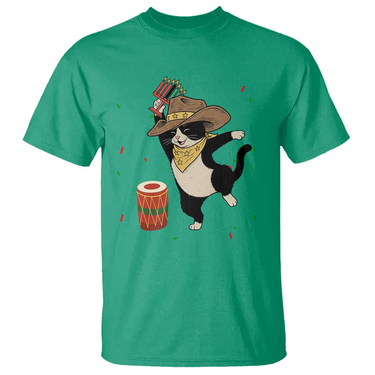 Funny Kwanzaa Cowcat Dance T Shirt Festival Of Lights African Heritage Gift - Print Your Wear