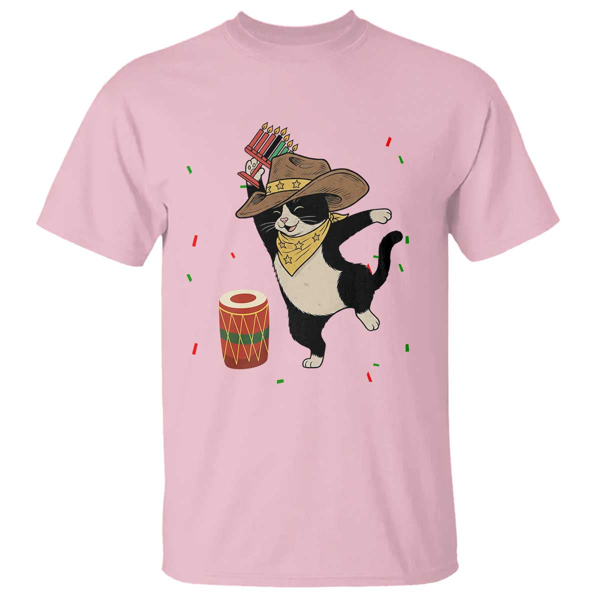 Funny Kwanzaa Cowcat Dance T Shirt Festival Of Lights African Heritage Gift - Print Your Wear