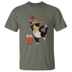 Funny Kwanzaa Cowcat Dance T Shirt Festival Of Lights African Heritage Gift TS12 Military Green Print Your Wear