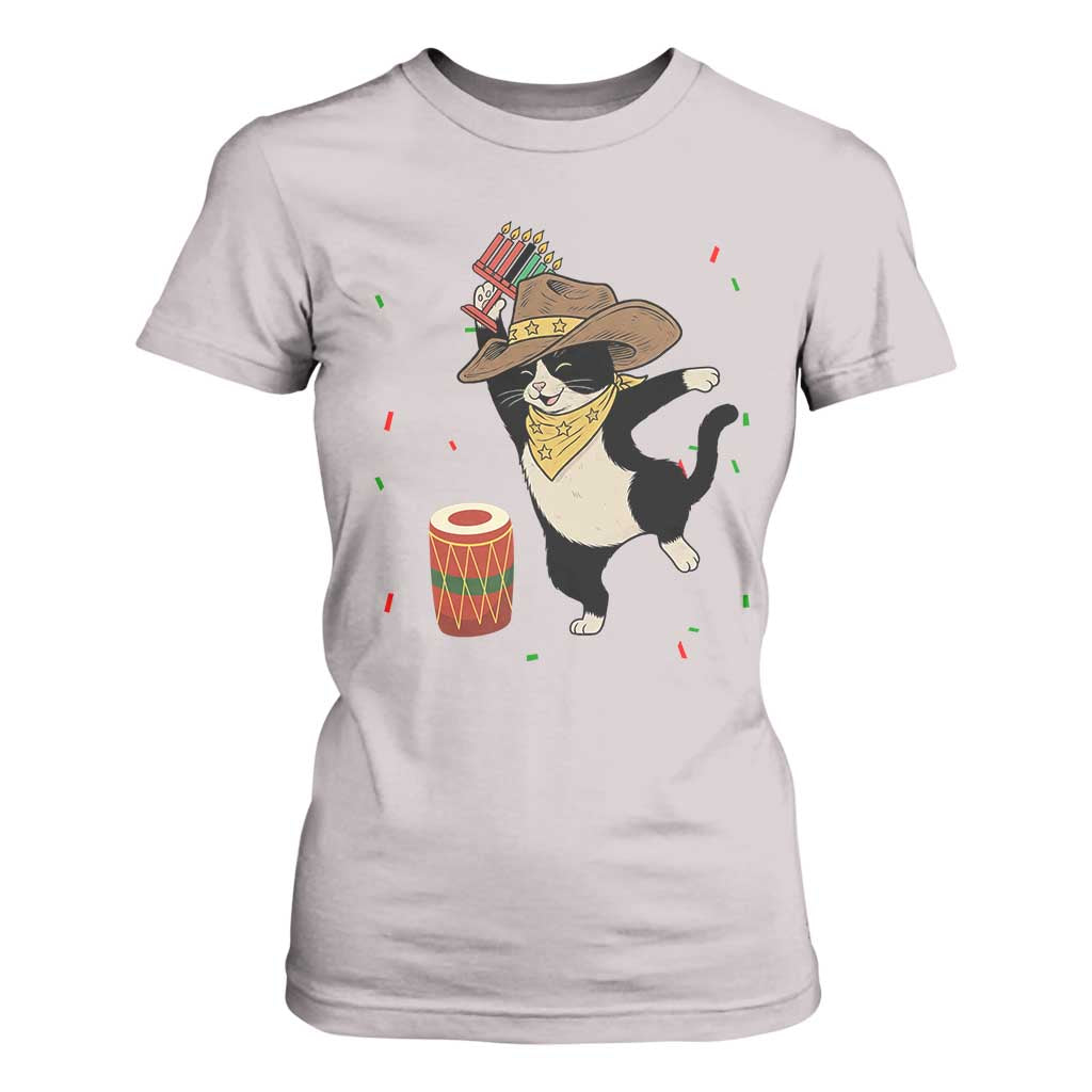 Funny Kwanzaa Cowcat Dance T Shirt For Women Festival Of Lights African Heritage Gift TS12 Ice Gray Print Your Wear