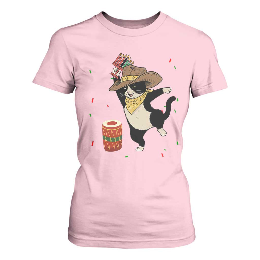 Funny Kwanzaa Cowcat Dance T Shirt For Women Festival Of Lights African Heritage Gift TS12 Light Pink Print Your Wear