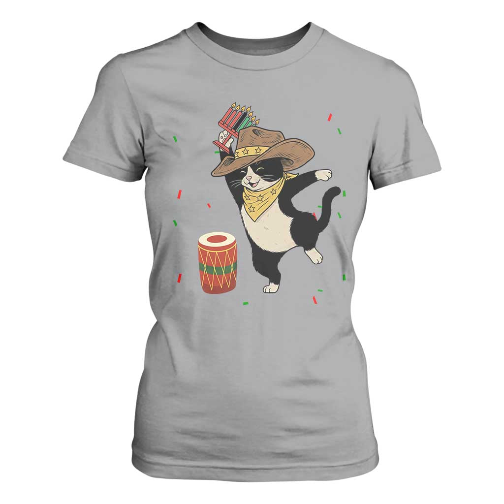 Funny Kwanzaa Cowcat Dance T Shirt For Women Festival Of Lights African Heritage Gift - Print Your Wear