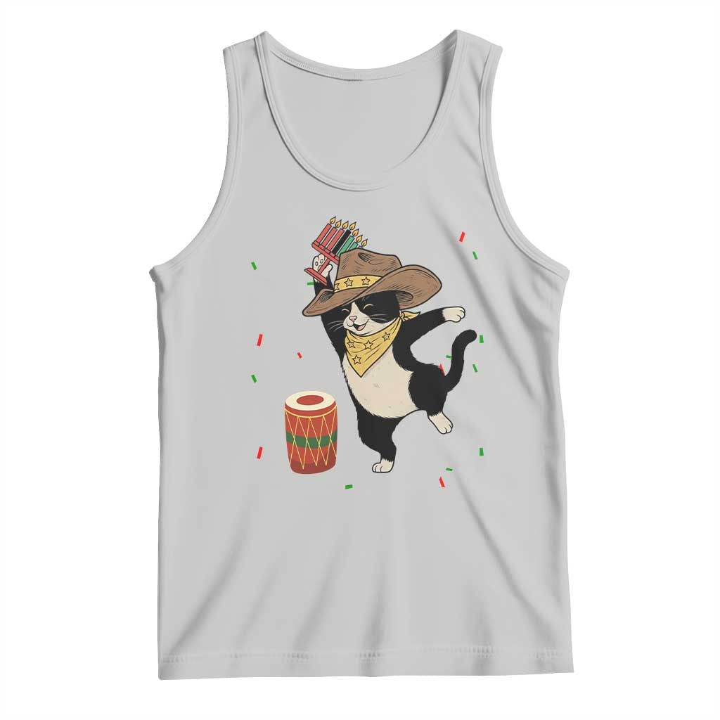 Funny Kwanzaa Cowcat Dance Tank Top Festival Of Lights African Heritage Gift TS12 Ash Print Your Wear