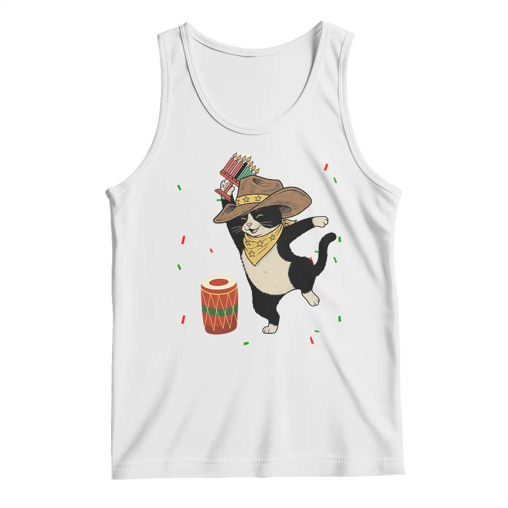 Funny Kwanzaa Cowcat Dance Tank Top Festival Of Lights African Heritage Gift - Print Your Wear