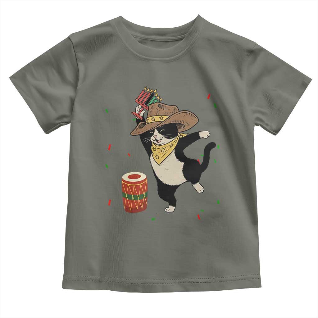 Funny Kwanzaa Cowcat Dance Toddler T Shirt Festival Of Lights African Heritage Gift TS12 Military Green Print Your Wear
