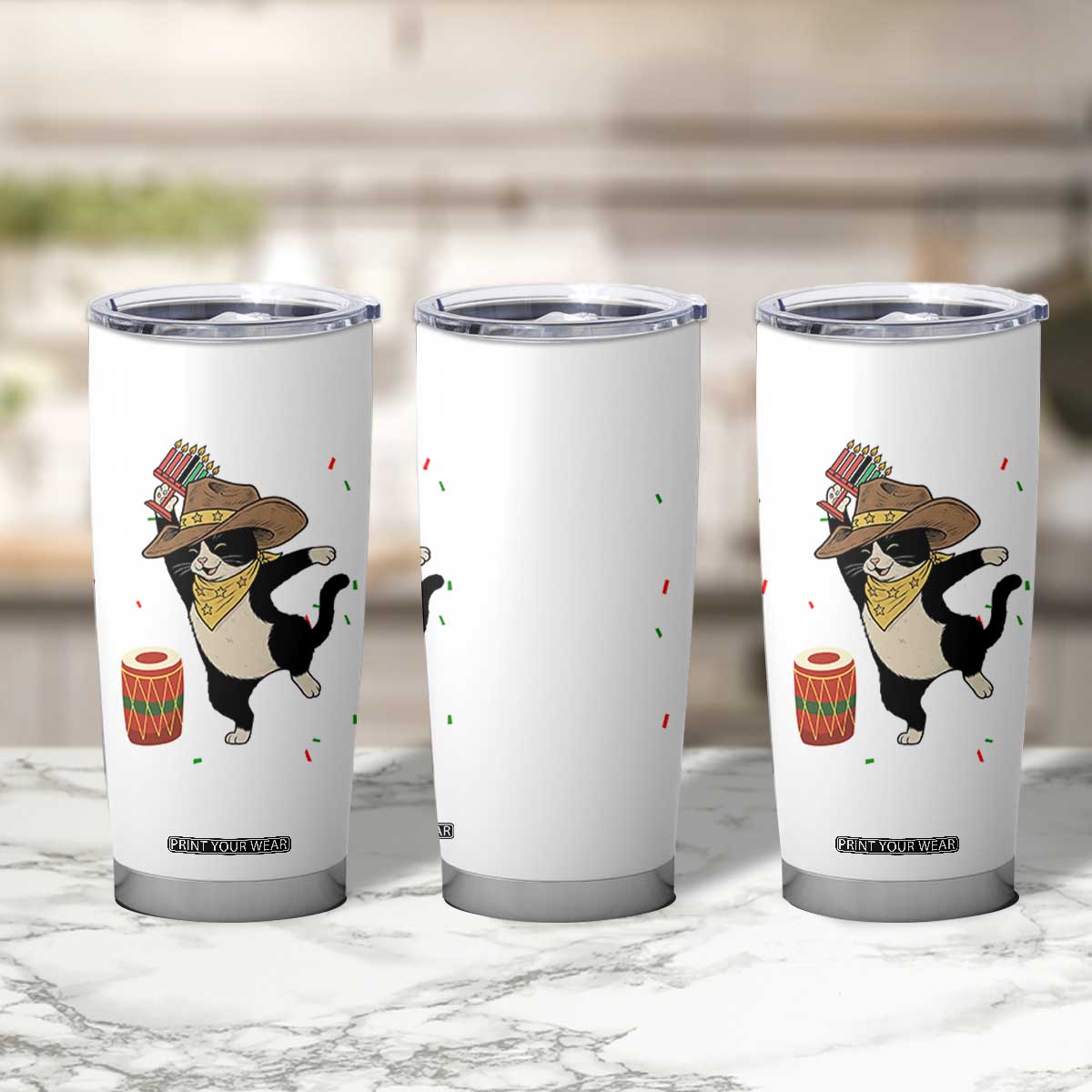 Funny Kwanzaa Cowcat Dance Tumbler Cup Festival Of Lights African Heritage Gift TS12 Print Your Wear
