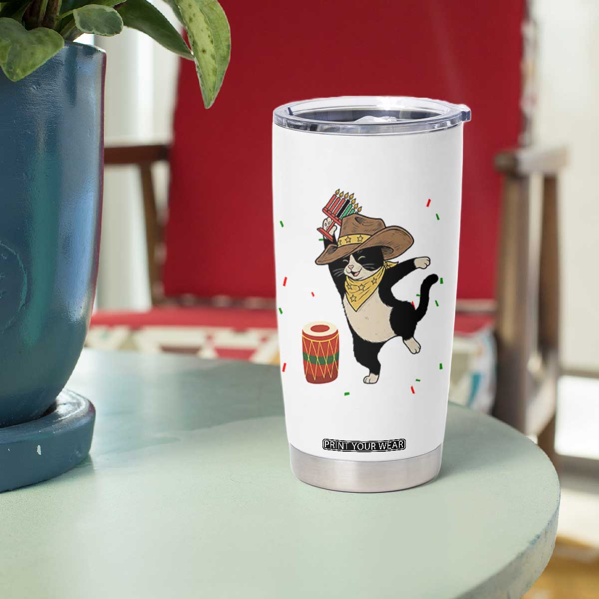 Funny Kwanzaa Cowcat Dance Tumbler Cup Festival Of Lights African Heritage Gift - Print Your Wear