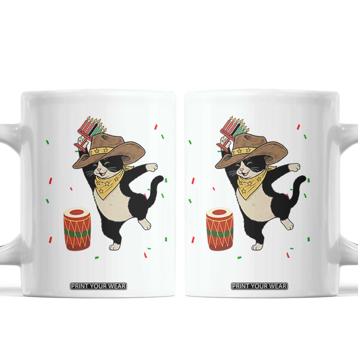 Funny Kwanzaa Cowcat Dance Coffee Mug Festival Of Lights African Heritage Gift - Print Your Wear
