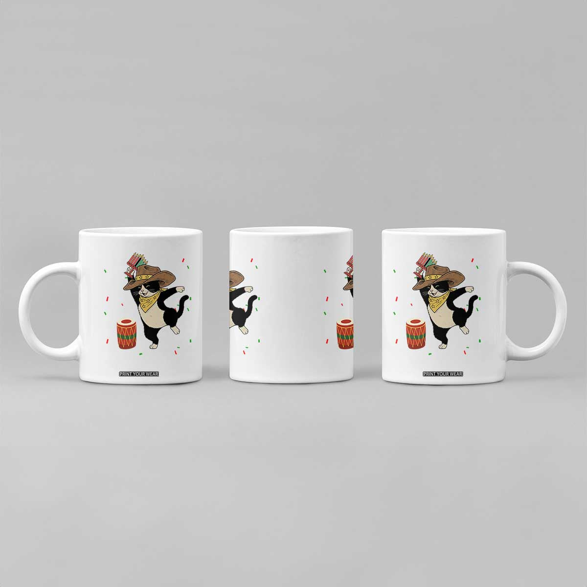 Funny Kwanzaa Cowcat Dance Coffee Mug Festival Of Lights African Heritage Gift - Print Your Wear