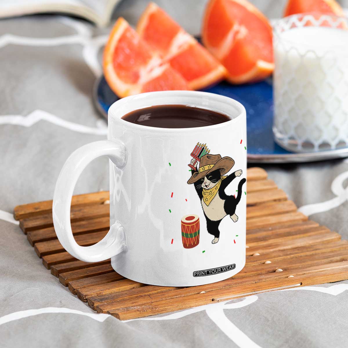 Funny Kwanzaa Cowcat Dance Coffee Mug Festival Of Lights African Heritage Gift - Print Your Wear