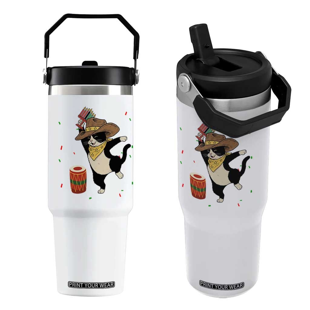 Funny Kwanzaa Cowcat Dance Flip Straw Tumbler Festival Of Lights African Heritage Gift TS12 One Size: 30 oz White Print Your Wear