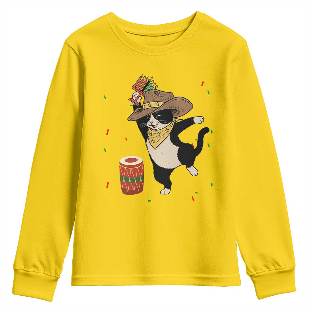 Funny Kwanzaa Cowcat Dance Youth Sweatshirt Festival Of Lights African Heritage Gift - Print Your Wear