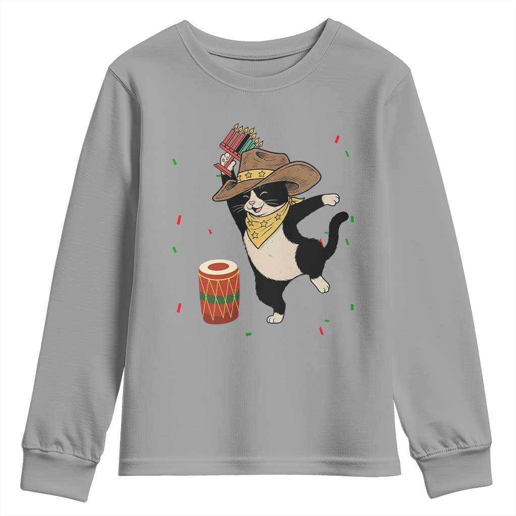 Funny Kwanzaa Cowcat Dance Youth Sweatshirt Festival Of Lights African Heritage Gift - Print Your Wear