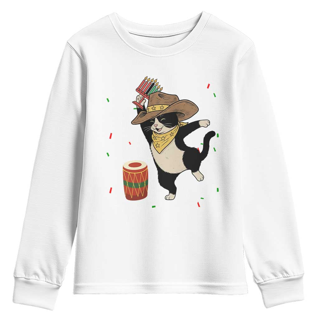 Funny Kwanzaa Cowcat Dance Youth Sweatshirt Festival Of Lights African Heritage Gift - Print Your Wear