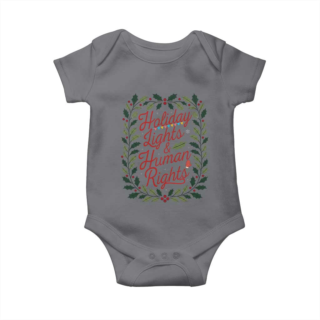 Holiday Lights And Human Rights Baby Onesie Christmas Activists Freedom Gift TS12 Charcoal Print Your Wear