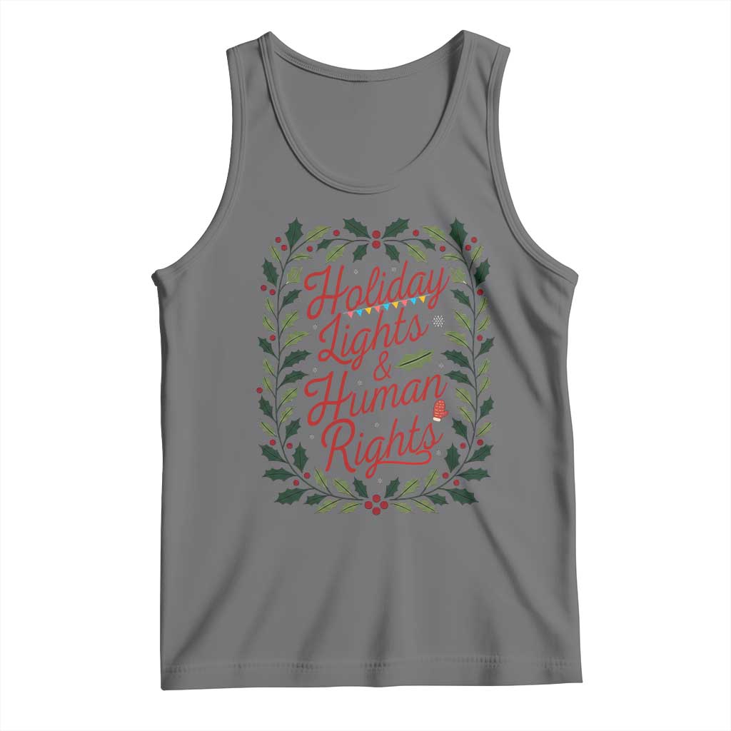 Holiday Lights And Human Rights Tank Top Christmas Activists Freedom Gift TS12 Black Heather Print Your Wear