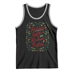 Holiday Lights And Human Rights Tank Top Christmas Activists Freedom Gift TS12 Black Athletic Heather Print Your Wear