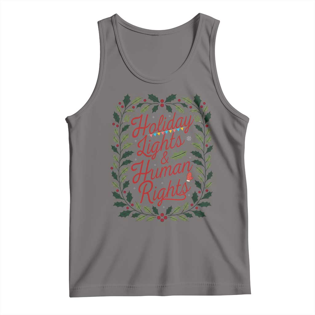 Holiday Lights And Human Rights Tank Top Christmas Activists Freedom Gift TS12 Deep Heather Print Your Wear