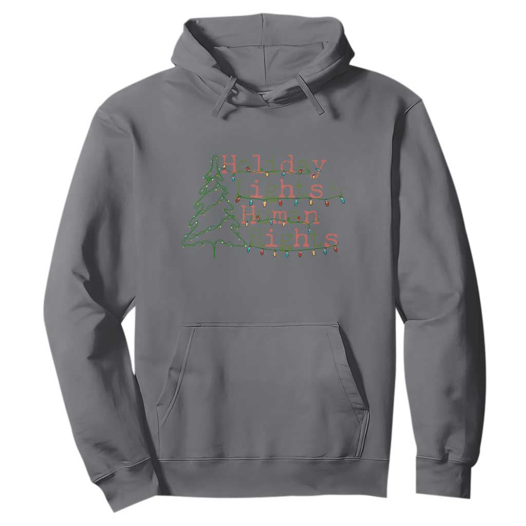 Xmas Holiday Lights And Human Rights Hoodie Equality Supporter Gift TS12 Charcoal Print Your Wear