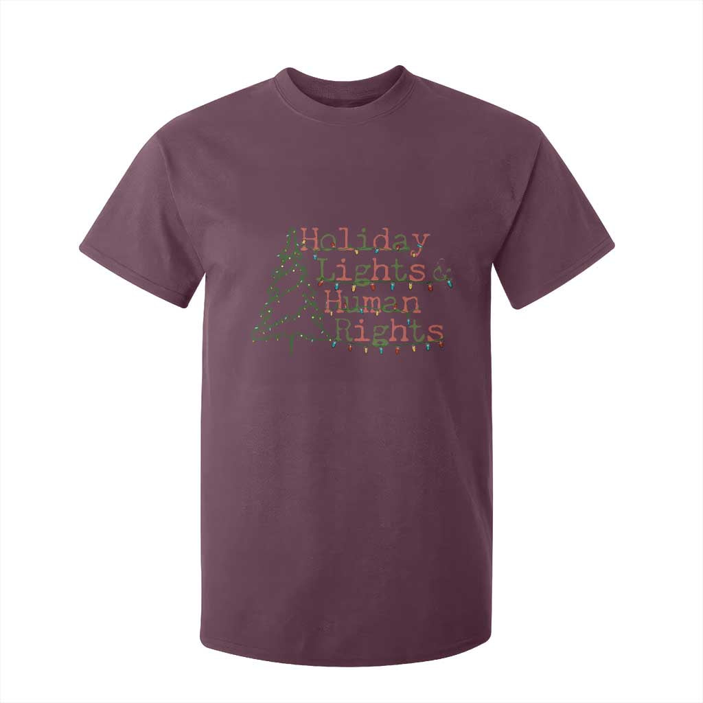 Xmas Holiday Lights And Human Rights T Shirt For Kid Equality Supporter Gift TS12 Maroon Print Your Wear
