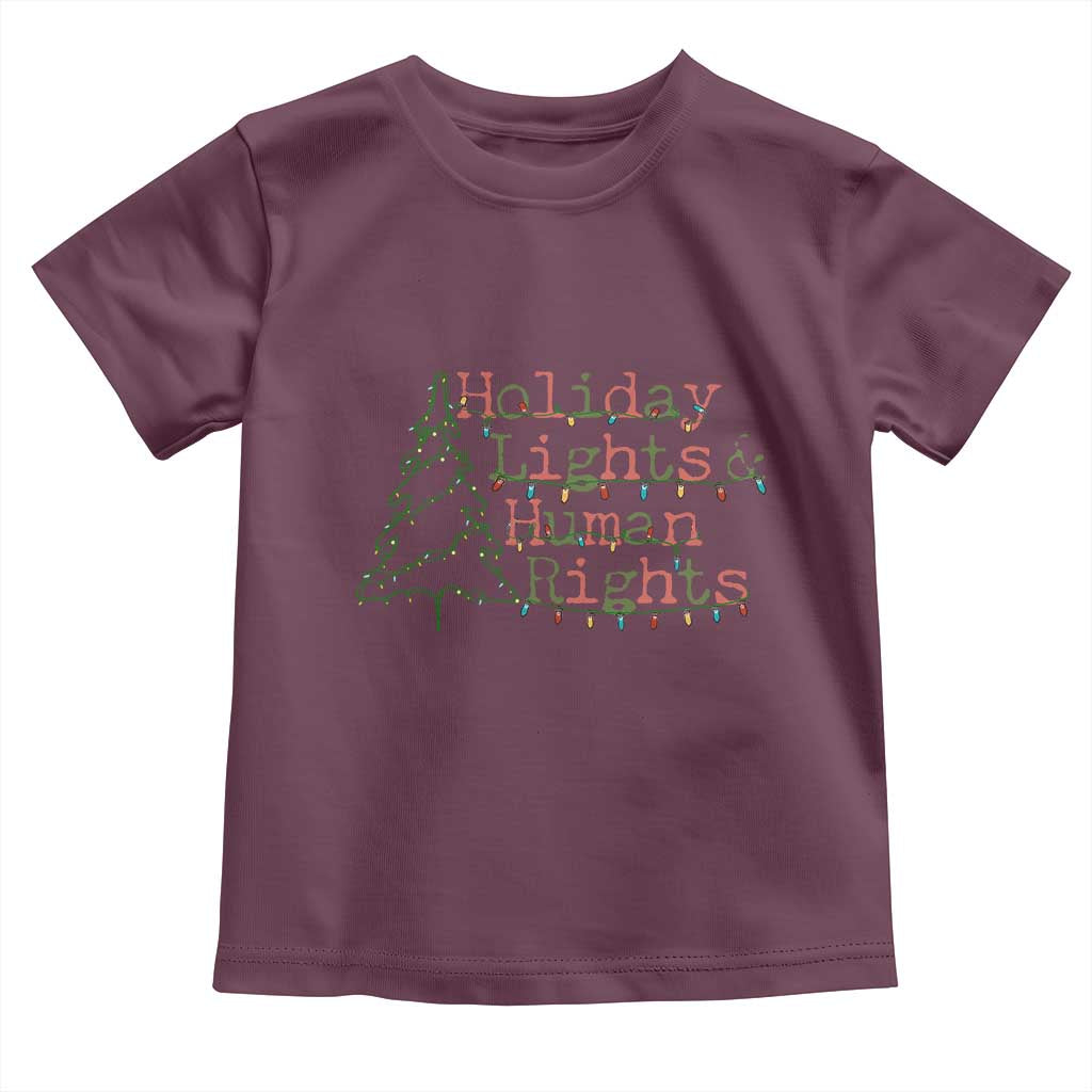 Xmas Holiday Lights And Human Rights Toddler T Shirt Equality Supporter Gift TS12 Maroon Print Your Wear