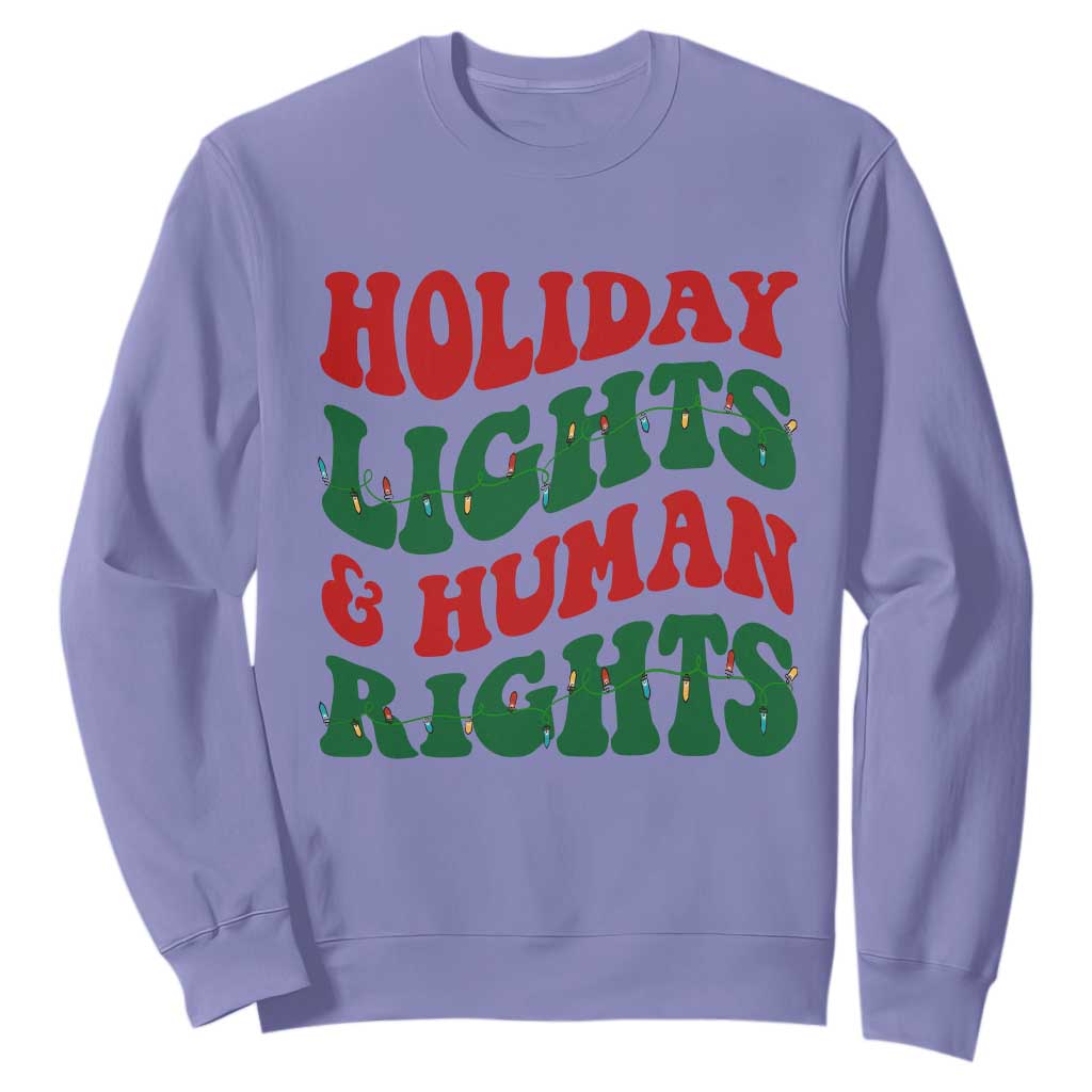 Holiday Lights And Human Rights Sweatshirt Supporter Gift For Civil Rights TS12 Violet Print Your Wear