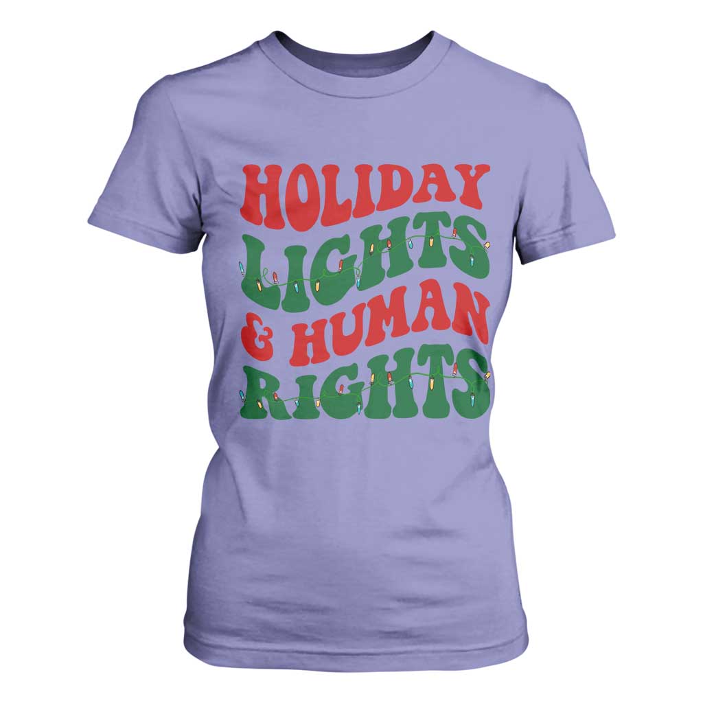 Holiday Lights And Human Rights T Shirt For Women Supporter Gift For Civil Rights TS12 Violet Print Your Wear