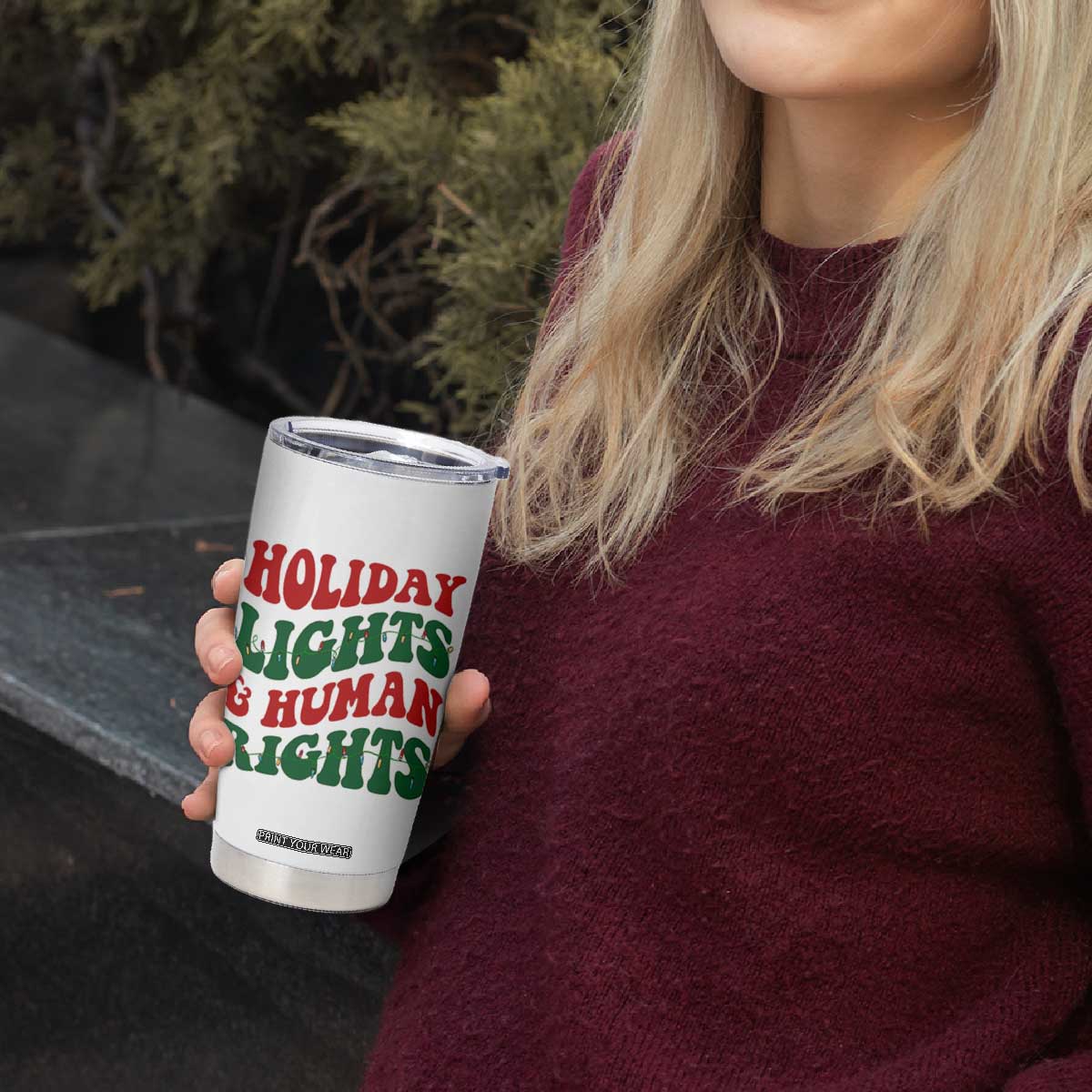 Holiday Lights And Human Rights Tumbler Cup Supporter Gift For Civil Rights TS12 Print Your Wear