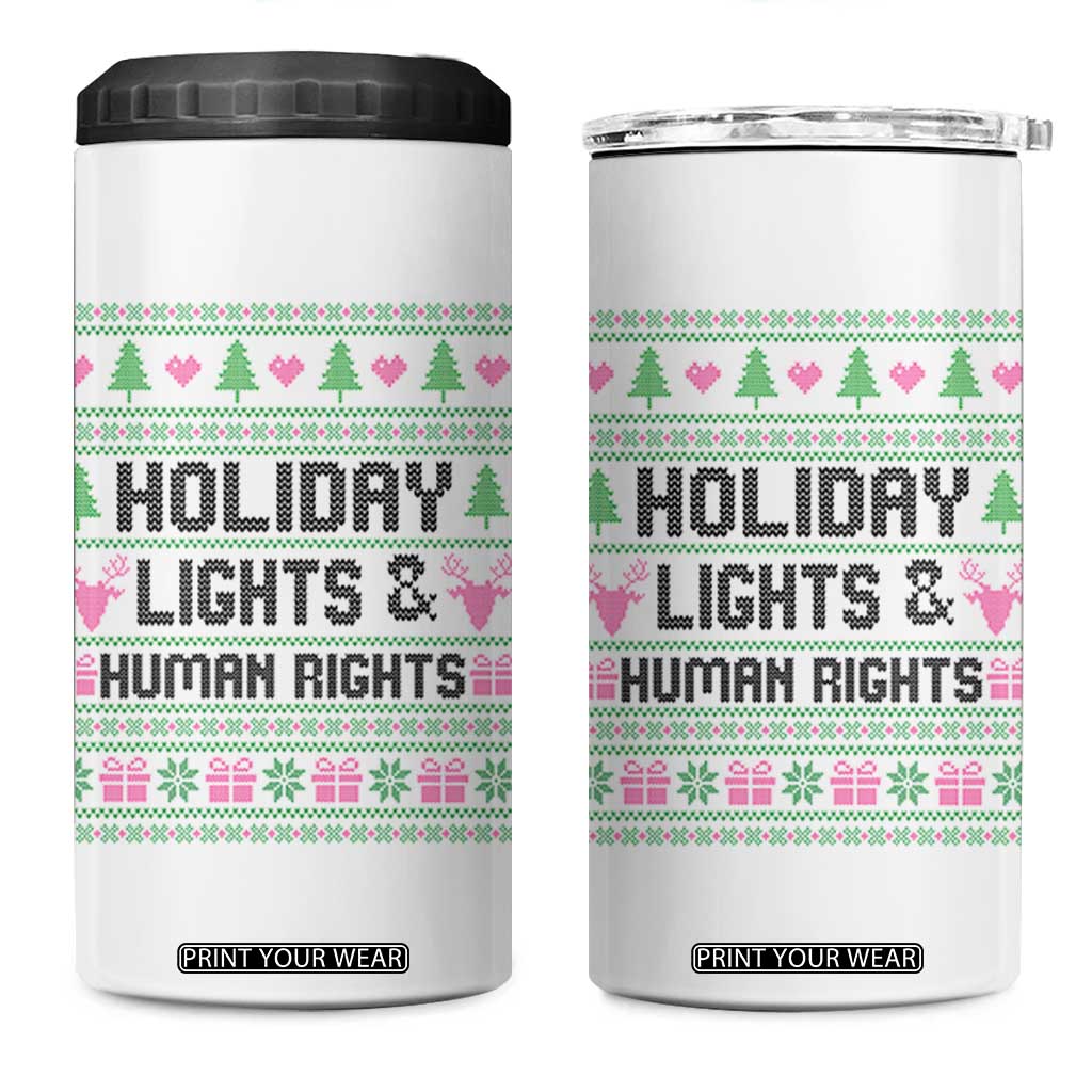 Christmas Lights For Human Rights 4 in 1 Can Cooler Tumbler Equality Supporter Gift TS12 One Size: 16 oz White Print Your Wear