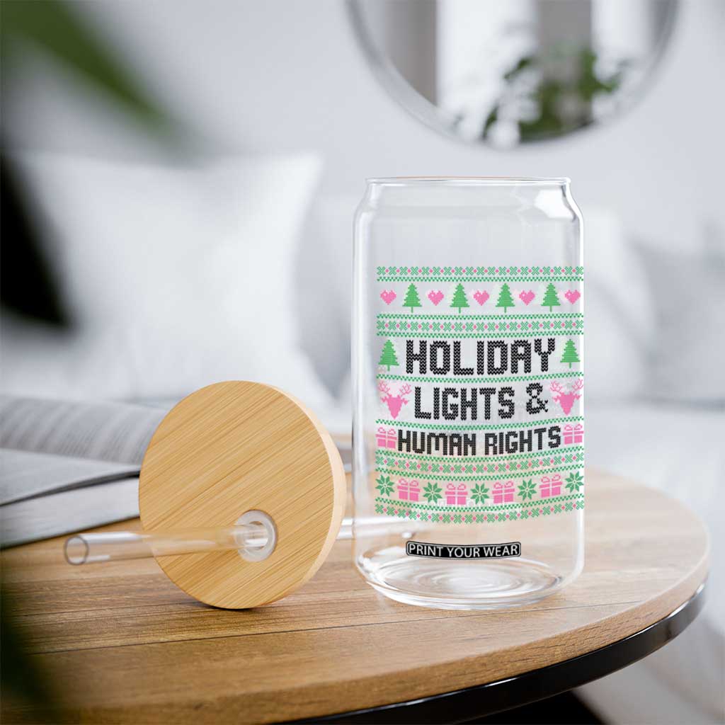 Christmas Lights For Human Rights Glass Can Equality Supporter Gift TS12 Print Your Wear