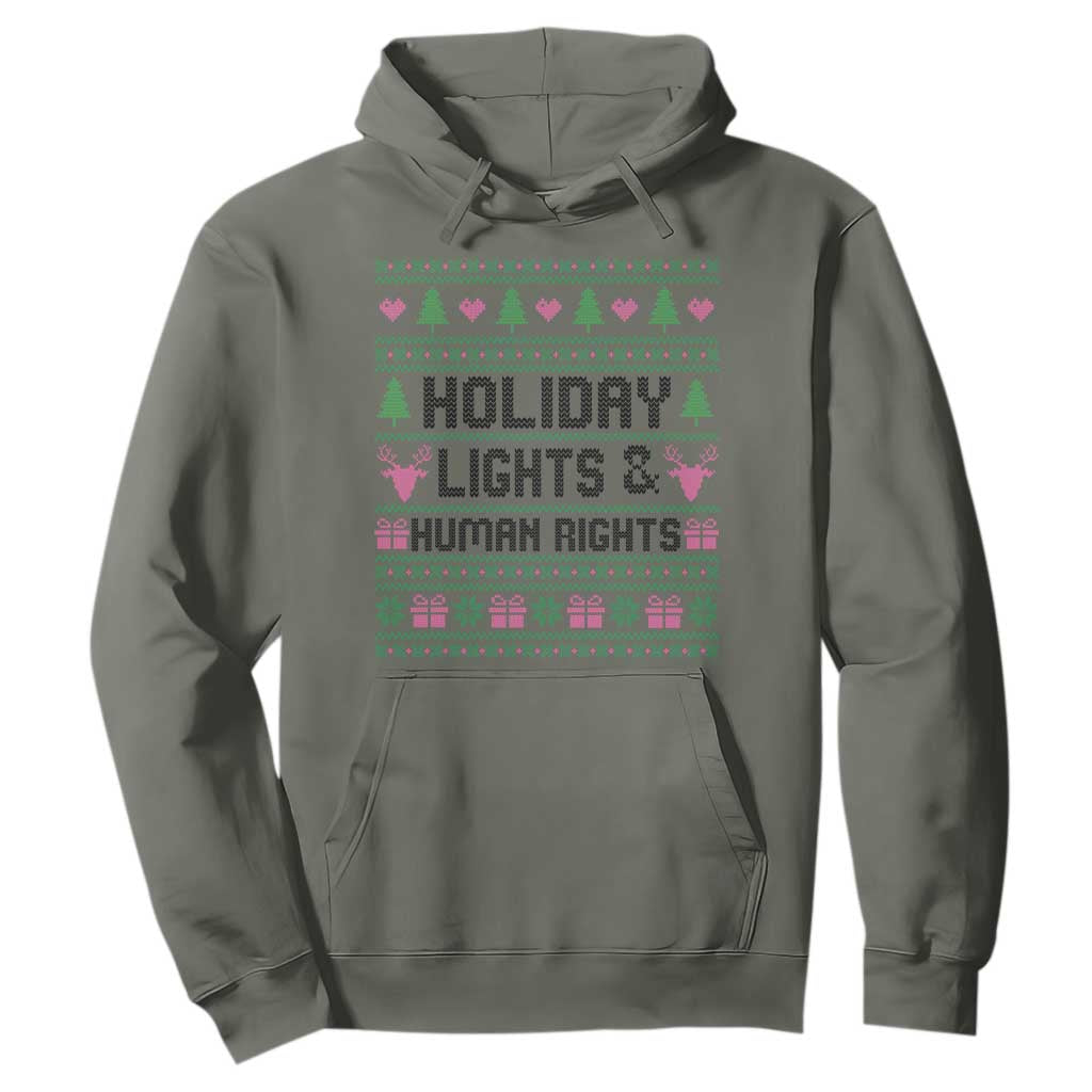 Christmas Lights For Human Rights Hoodie Equality Supporter Gift TS12 Military Green Print Your Wear